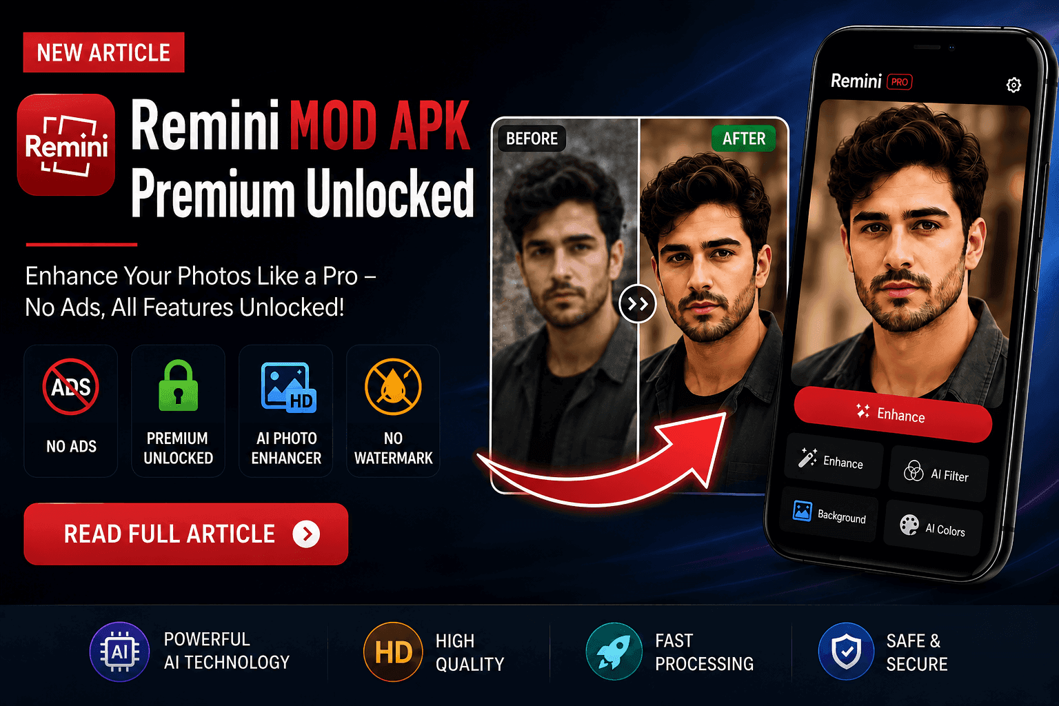 Remini Mod APK - Blur Convert 8K AI Photos Enhancer All Unlock