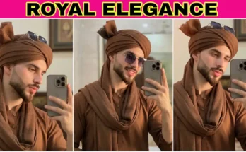 Traditional Turban Outfit Mirror Selfie with Iphone for Men